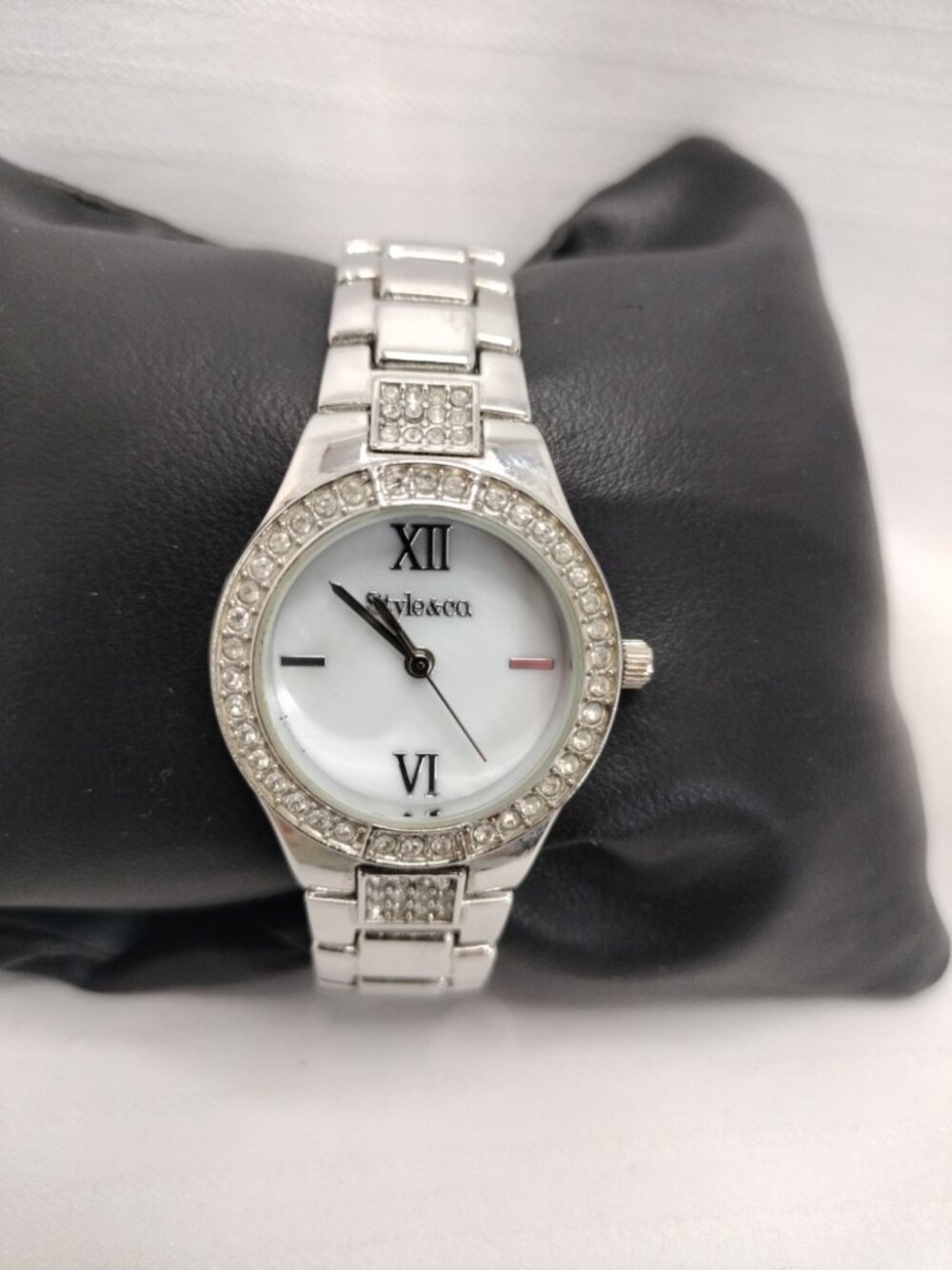 Style & Co Watch Womens Silver Tone Stainless Steel Classic Rhinestones